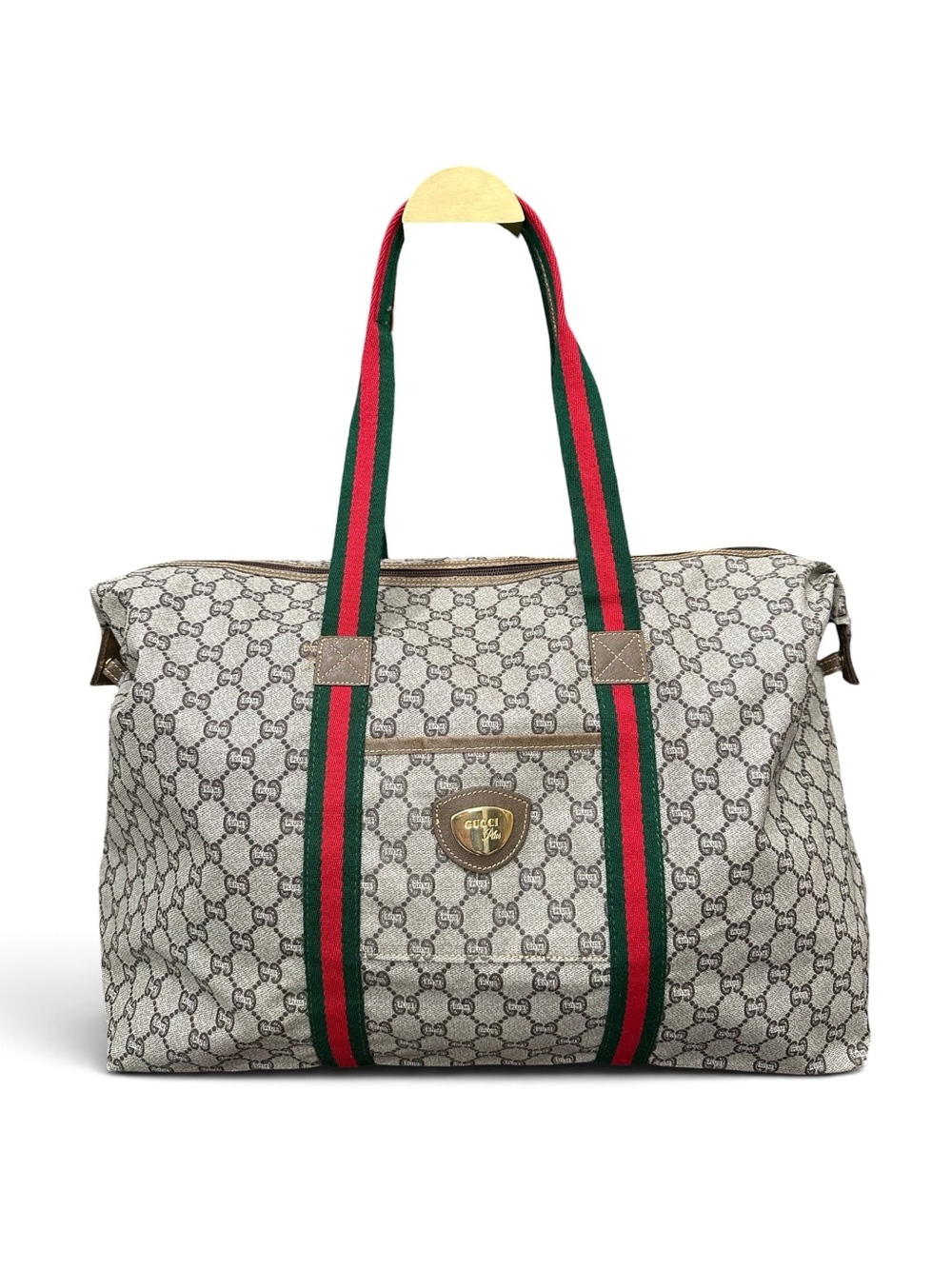 1980s Gucci Plus GG Monogram Web Travel Duffel Tote